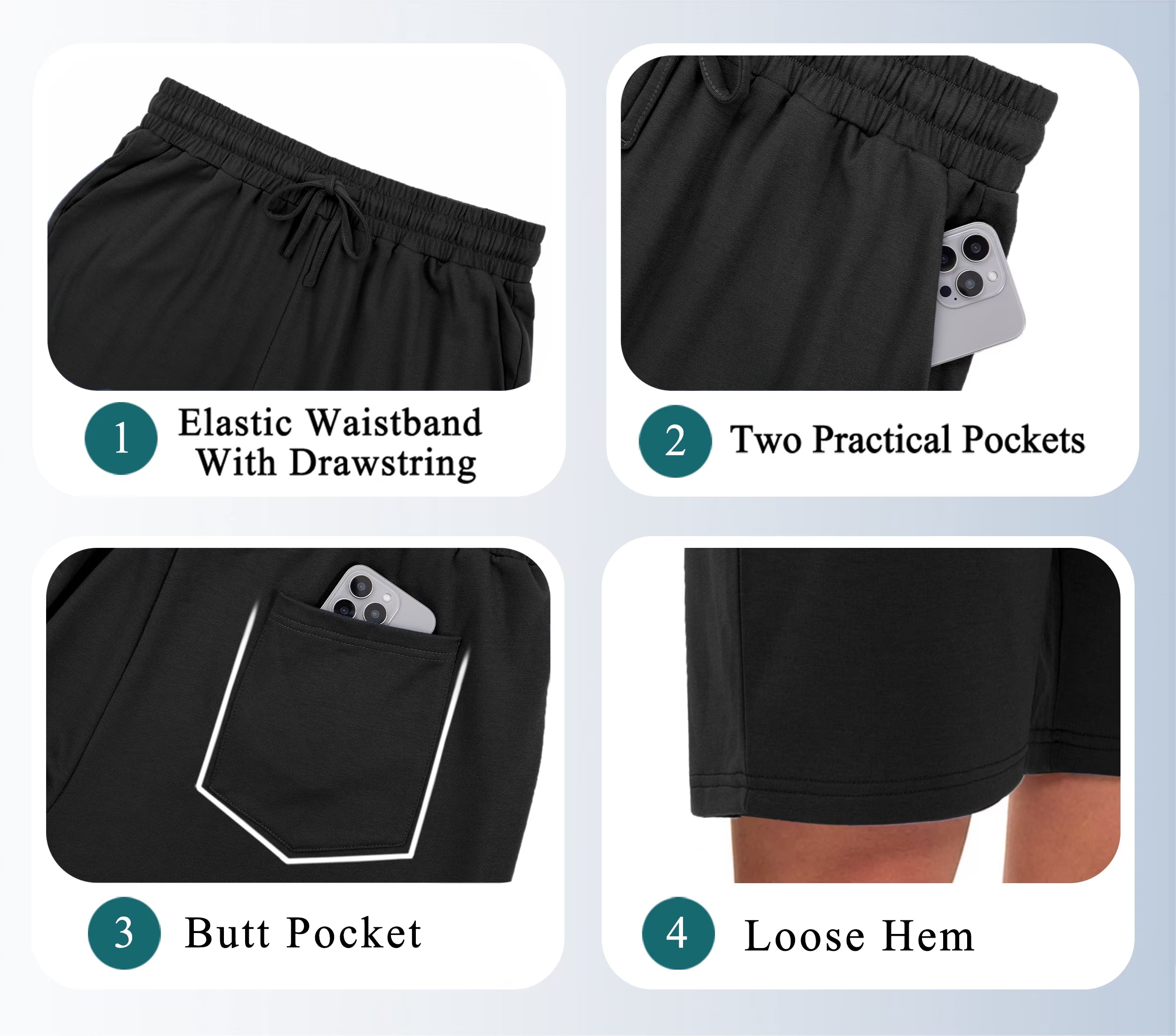 Womens Athletic Shorts High Waisted Sweat Shorts Loose Women Bermuda Shorts Cotton Long Shorts with Pockets