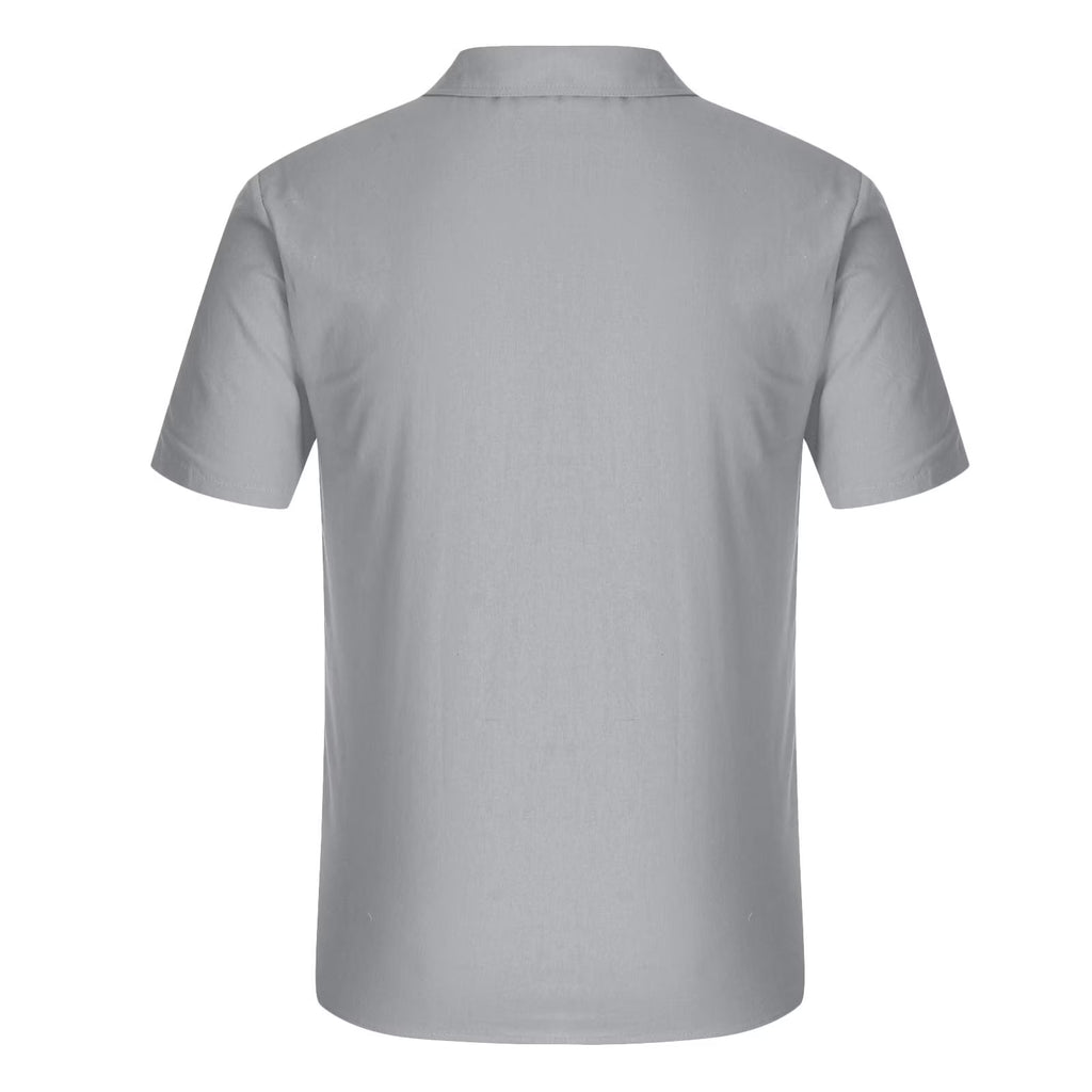 Mens Short Sleeve Classic Shirts plus Size Fishing Casual Regular-Fit Button-Up Collared Plaid Double Pocket Dress Shirt Top Tees Blouses Men Short Sleeve Shirts Button up Clearance M-5XL