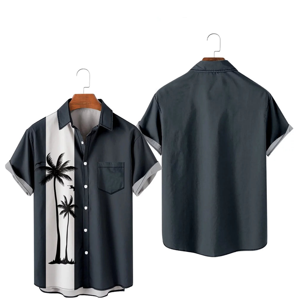 Mens T Shirts Casual Men'S Summer Fashion Hawaiian Style Short Sleeve Casual Shirts Mens Western Shirts Mens Shirts Slim Fit on Sale Navy,3Xl