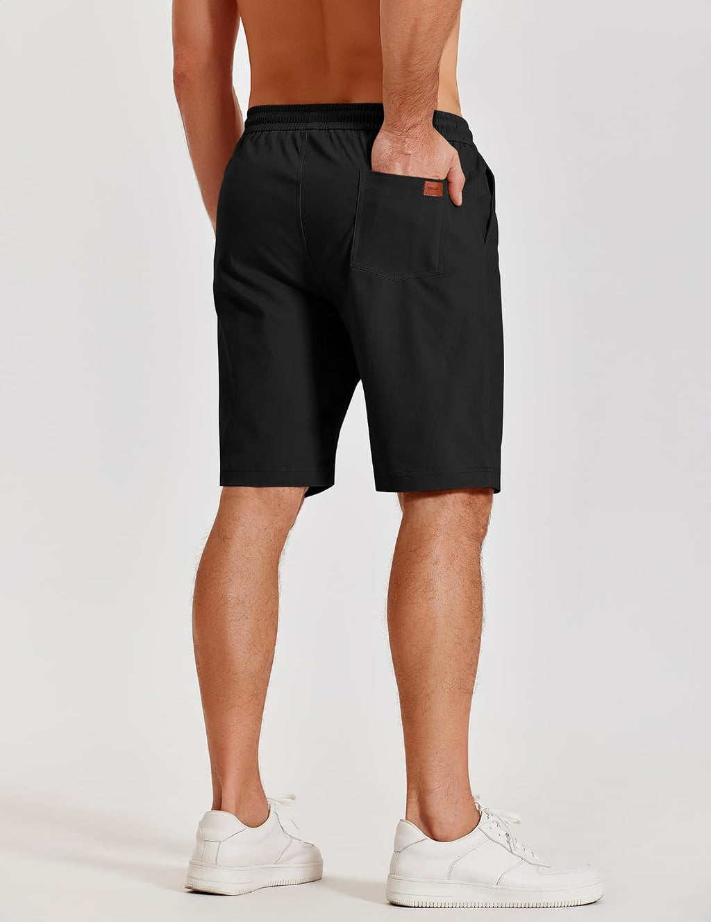 Mens Casual Shorts Cotton Elastic Waist Drawstring Beach Shorts | Stretch Twill Chino, Lightweight Breathable, Flat Front, Phone Pockets, Regular Fit, 9-Inch Inseam, Summer Vacation Business