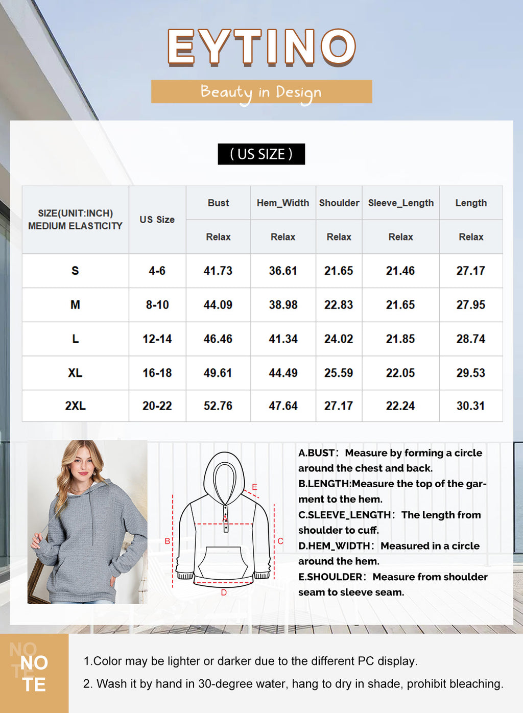 Womens Sweatshirts Hoodies Sweatshirt Long Sleeve Waffle Hoodies Pullover Casual Oversized Hooded Sweatshirts with Pocket Orange S