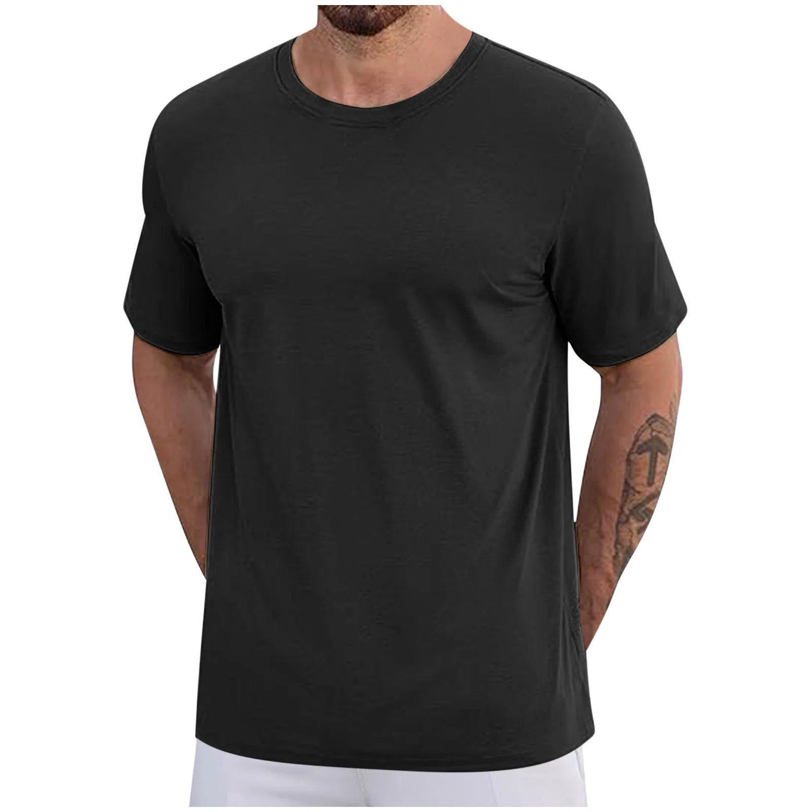 2 Pack Mens Cotton T-Shirts S-5X Big and Tall Short Sleeve Crewneck Tees Tops plus Size Casual Solid Color Pullover Basic Loungewear T Shirts