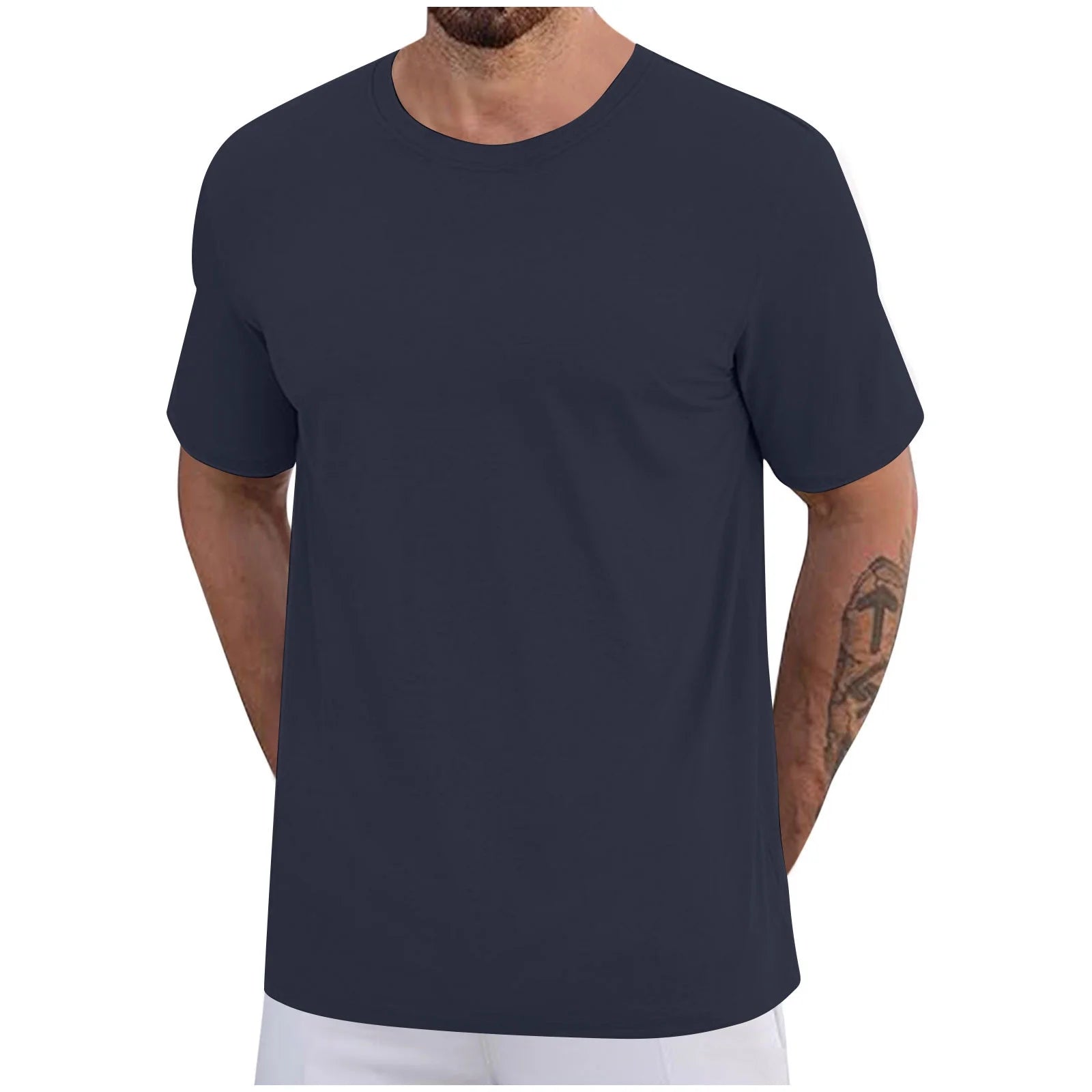 2 Pack Mens Cotton T-Shirts S-5X Big and Tall Short Sleeve Crewneck Tees Tops plus Size Casual Solid Color Pullover Basic Loungewear T Shirts