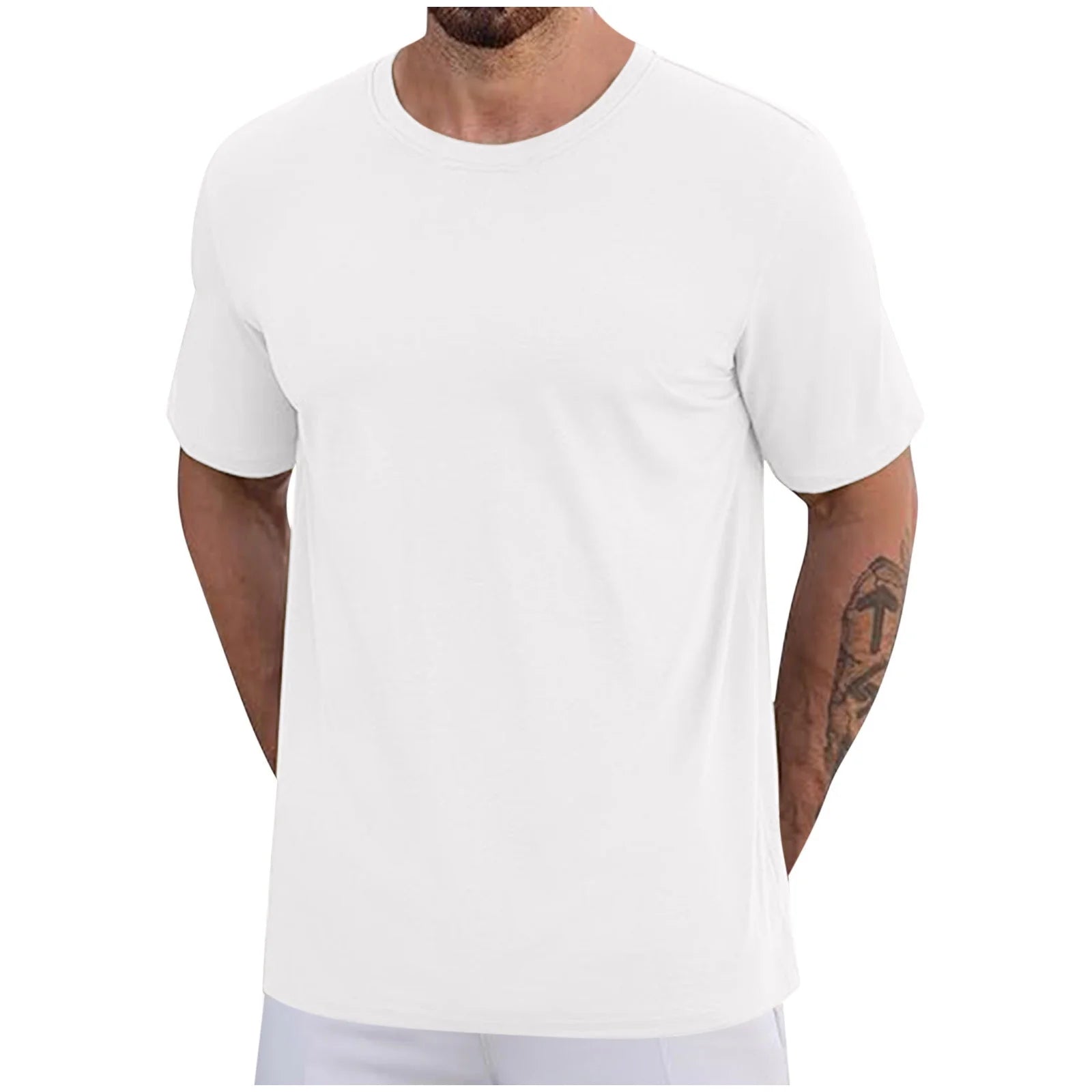 2 Pack Mens Cotton T-Shirts S-5X Big and Tall Short Sleeve Crewneck Tees Tops plus Size Casual Solid Color Pullover Basic Loungewear T Shirts