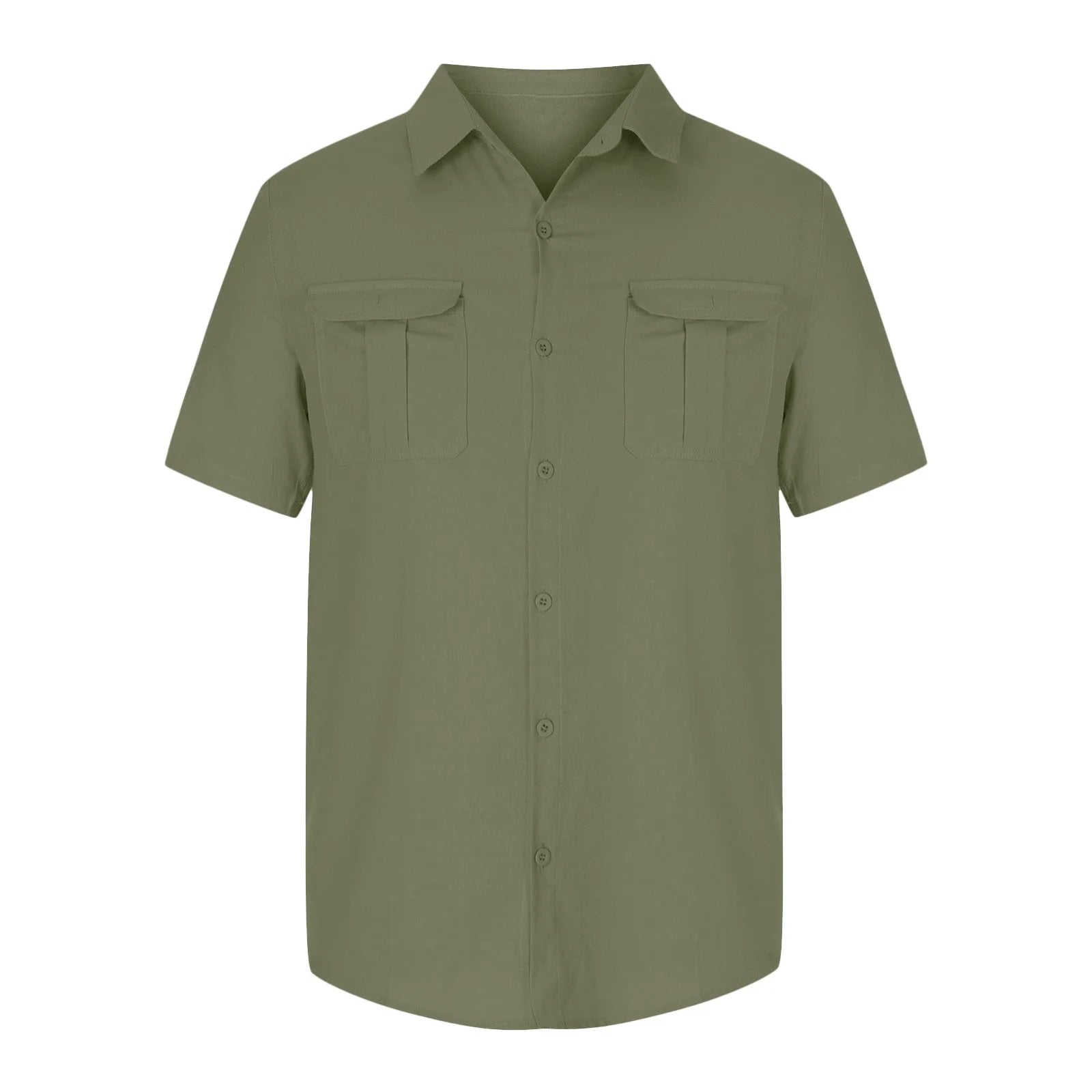 Mens Short Sleeve Classic Shirts Fishing Casual Regular-Fit Button-Up Collared Plaid Double Pocket Dress Shirt Top Tees Blouses Men Short Sleeve Shirts Button up Clearance Beach Wedding Shirt M-5XL