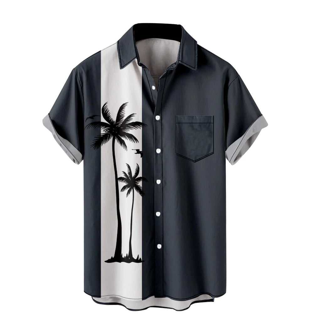 Mens T Shirts Casual Men'S Summer Fashion Hawaiian Style Short Sleeve Casual Shirts Mens Western Shirts Mens Shirts Slim Fit on Sale Navy,3Xl