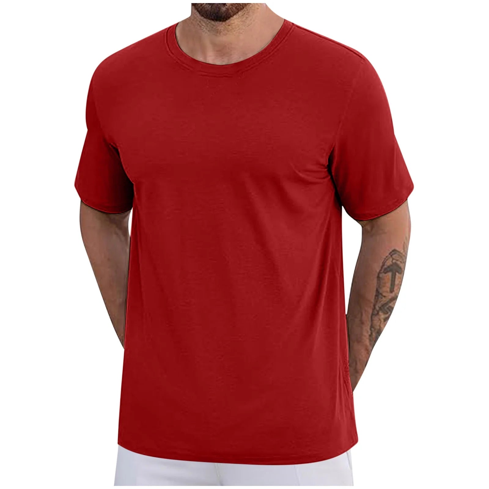 2 Pack Mens Cotton T-Shirts S-5X Big and Tall Short Sleeve Crewneck Tees Tops plus Size Casual Solid Color Pullover Basic Loungewear T Shirts