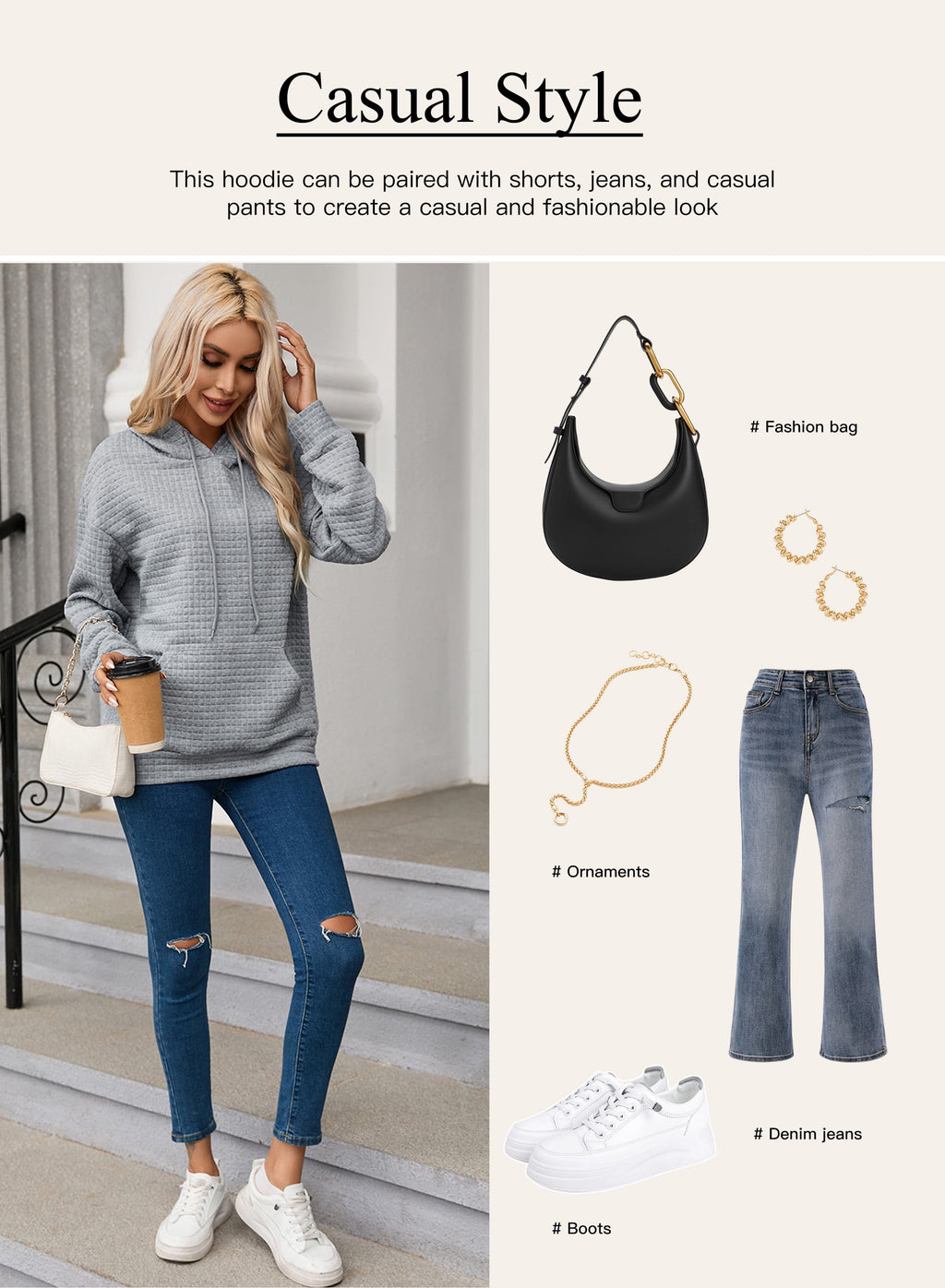 Womens Sweatshirts Hoodies Sweatshirt Long Sleeve Waffle Hoodies Pullover Casual Oversized Hooded Sweatshirts with Pocket Orange S