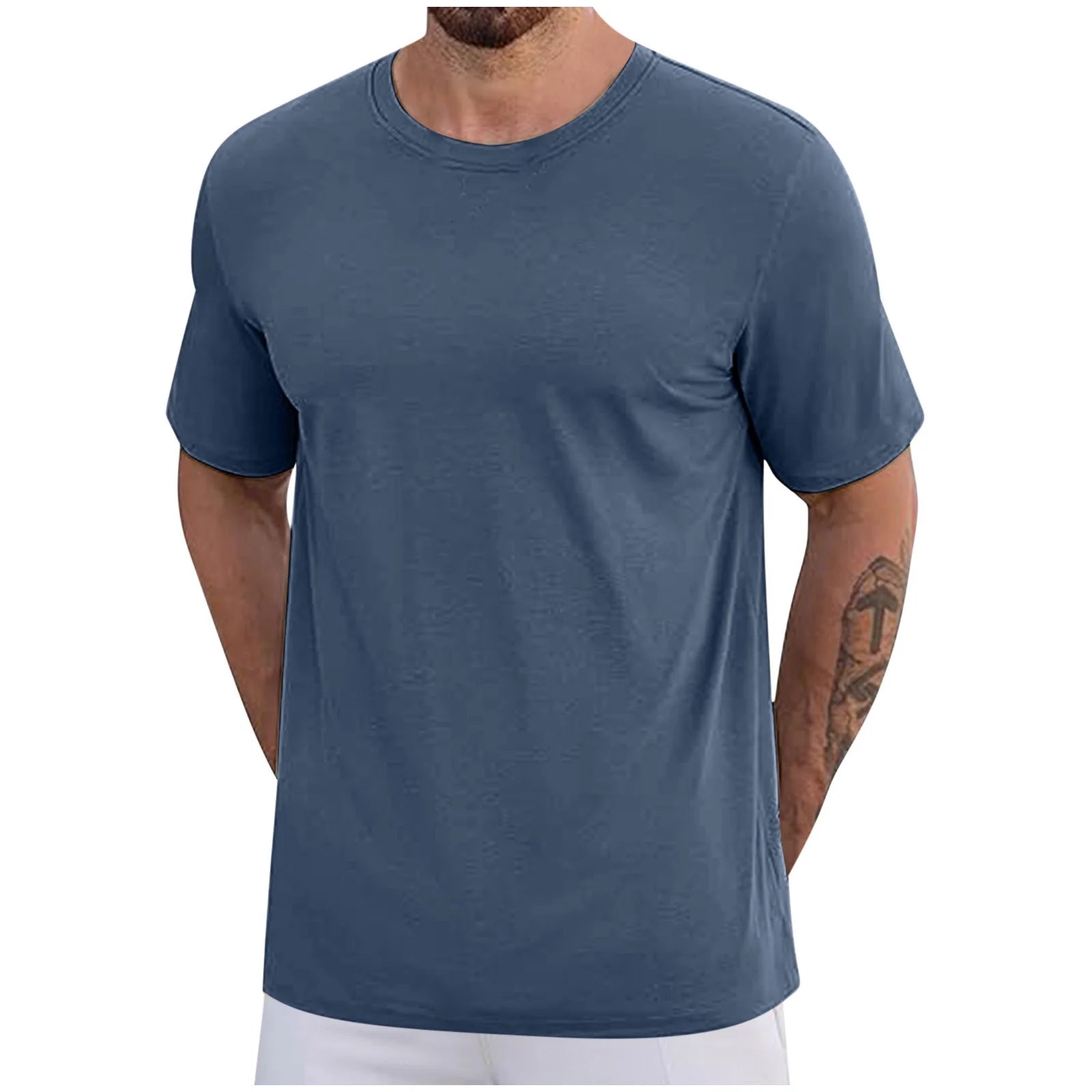 2 Pack Mens Cotton T-Shirts S-5X Big and Tall Short Sleeve Crewneck Tees Tops plus Size Casual Solid Color Pullover Basic Loungewear T Shirts