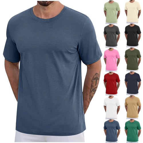 2 Pack Mens Cotton T-Shirts S-5X Big and Tall Short Sleeve Crewneck Tees Tops plus Size Casual Solid Color Pullover Basic Loungewear T Shirts